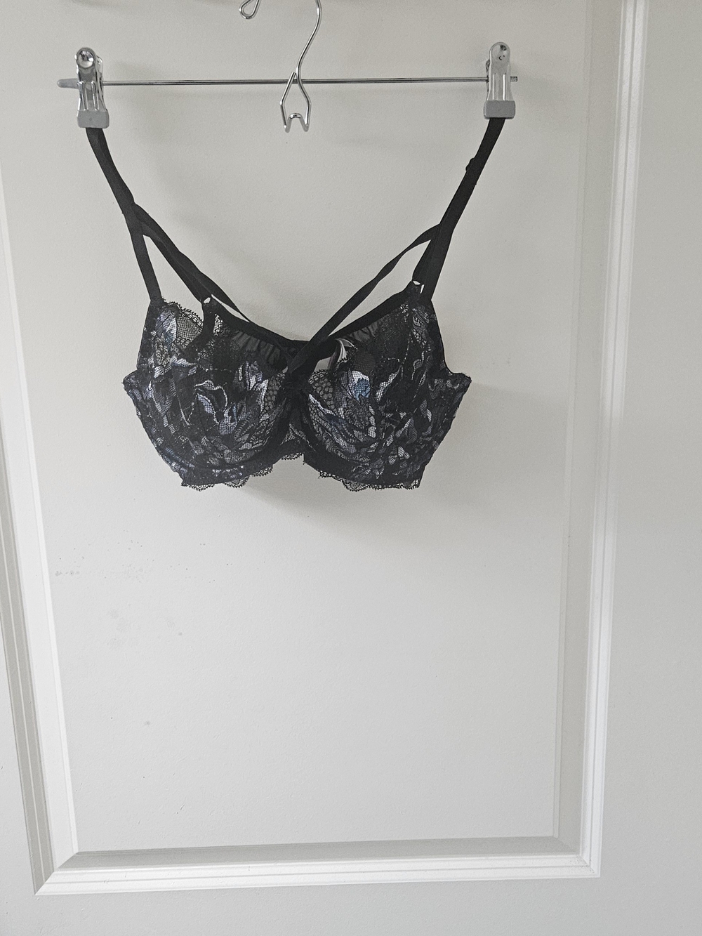 Cosabella Black Lace Underwire Bra with Blue Floral Embroidery - Picture 2 of 13